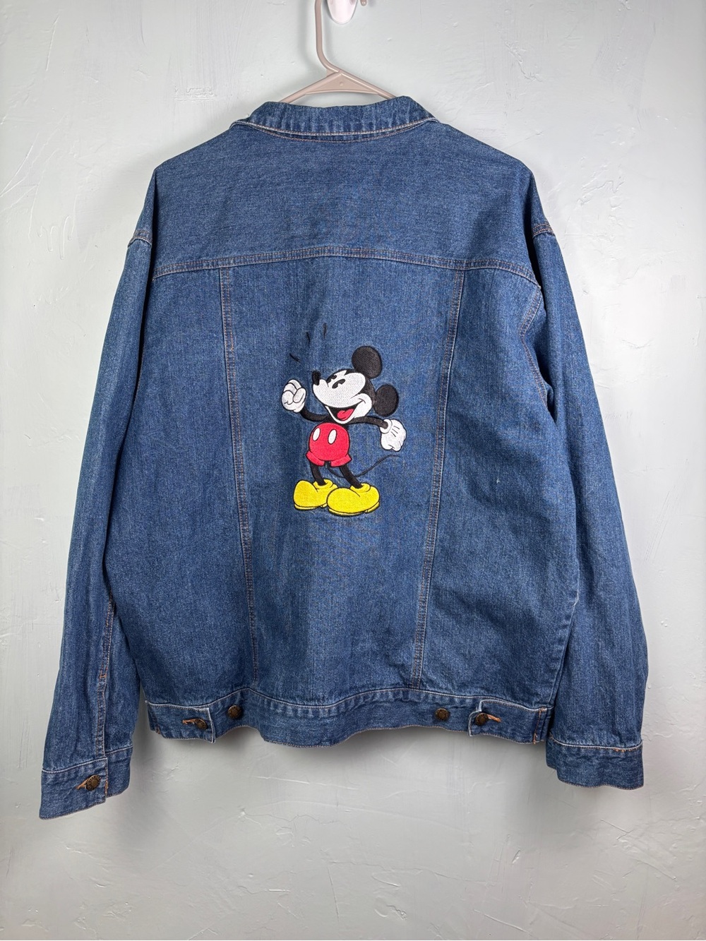 Vintage Disney Store Denim Jacket with Mickey Mouse Embroidered Back